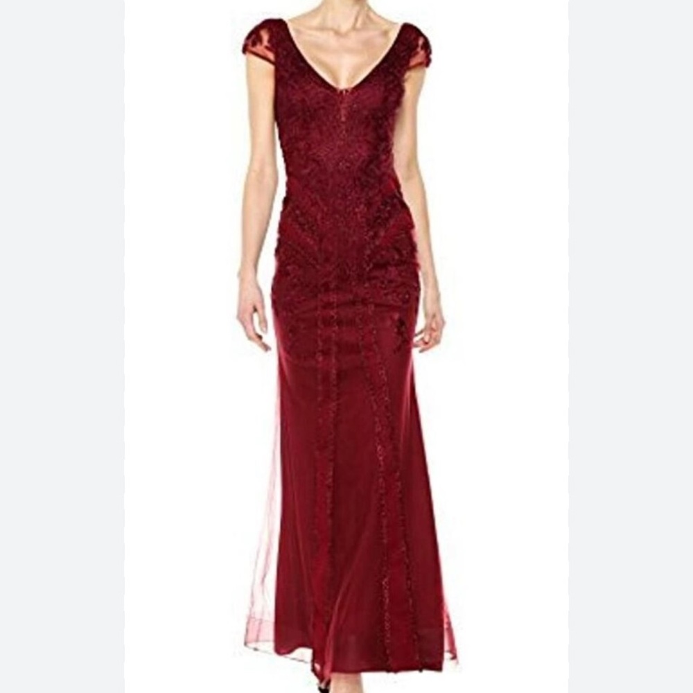 Xscape Red Maxi Dress Elegant Flowing Silhouette